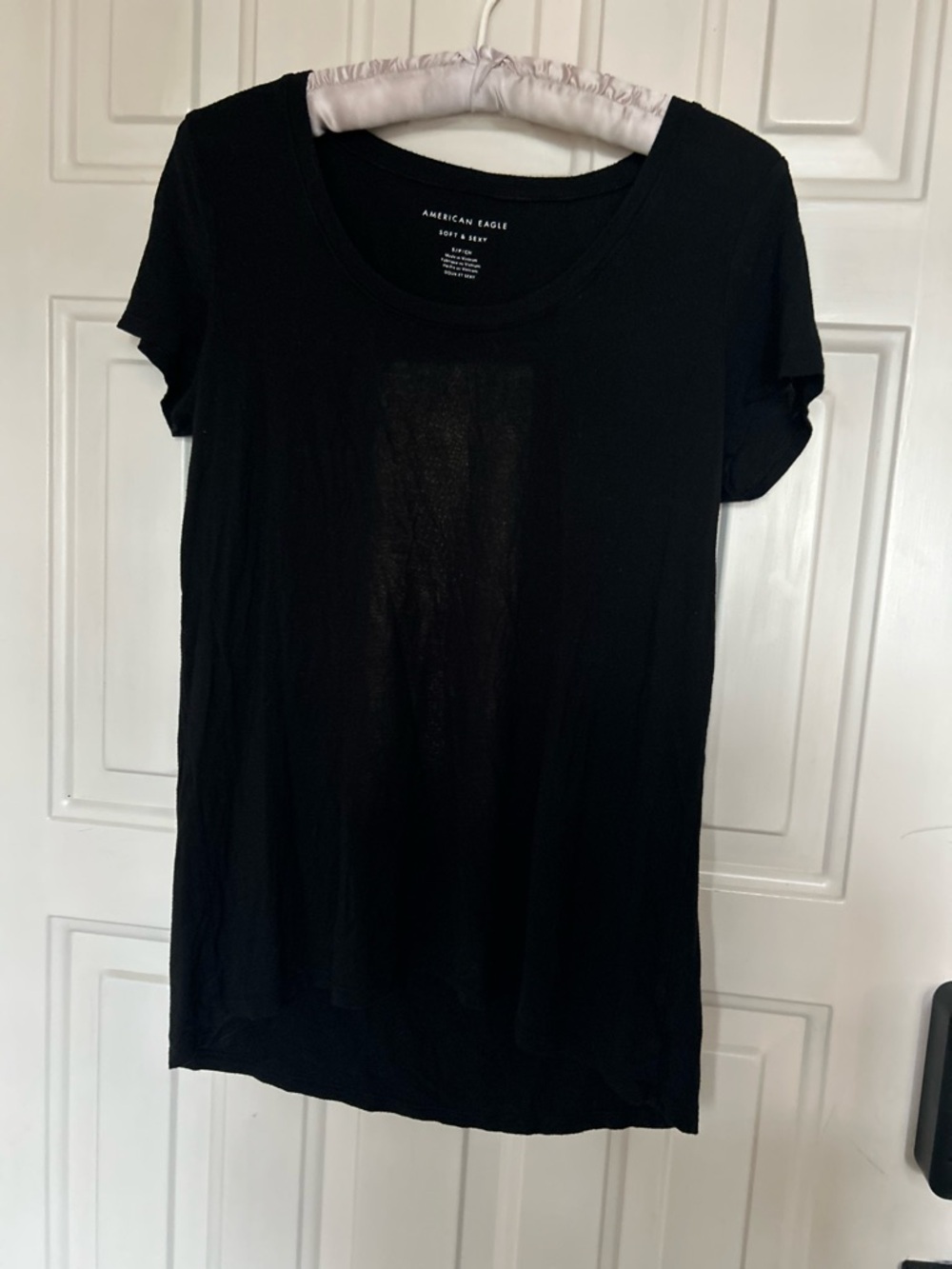 American Eagle Outfitters Black Short Sleeve Scoop Neck Tee Soft & Sexy